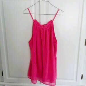 New York and Company Pink Swiss Dot Top, Size S